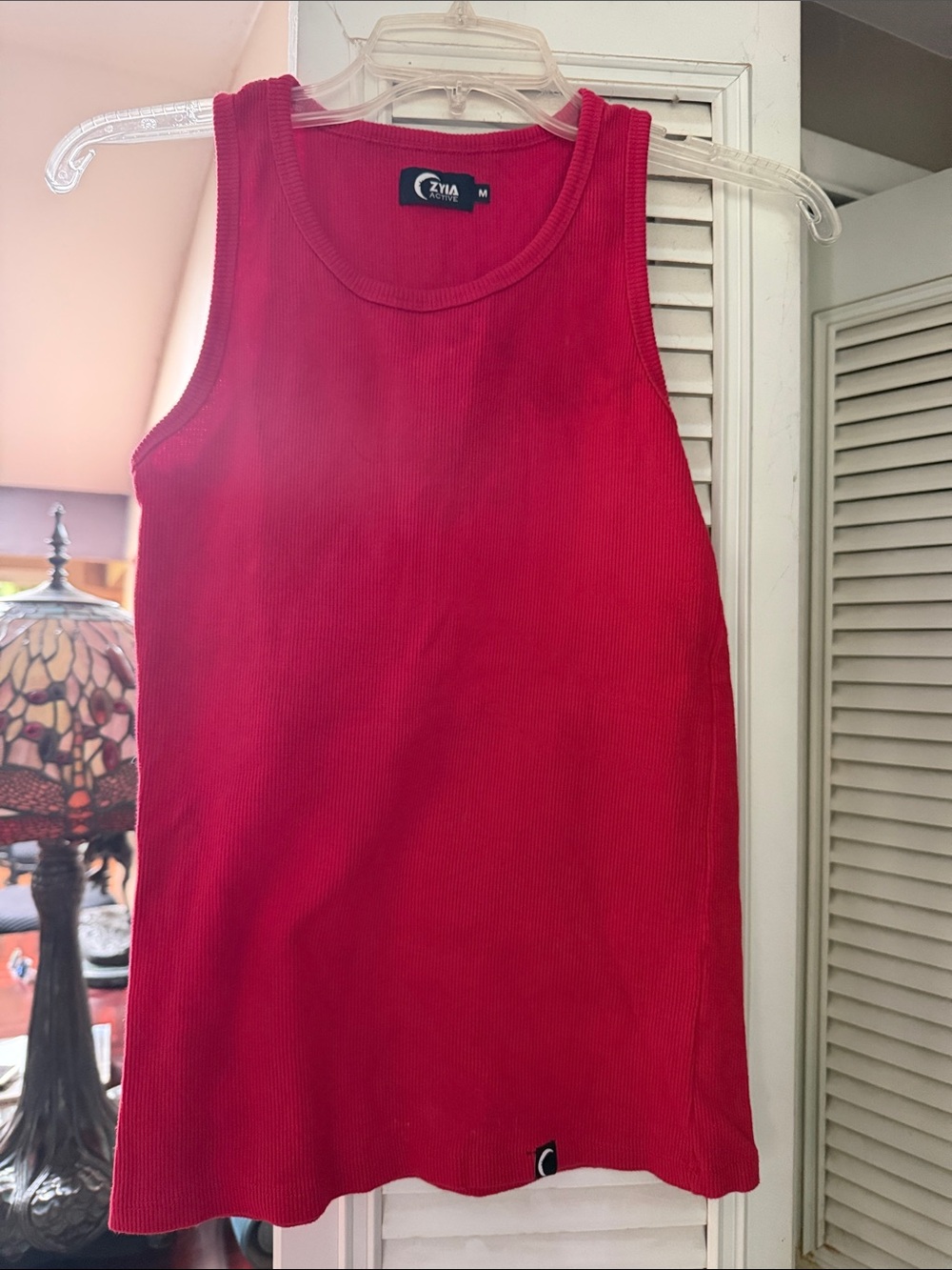 Zyla Women’s Red Ribbed Tank — Scoop Neck Sleeveless Top